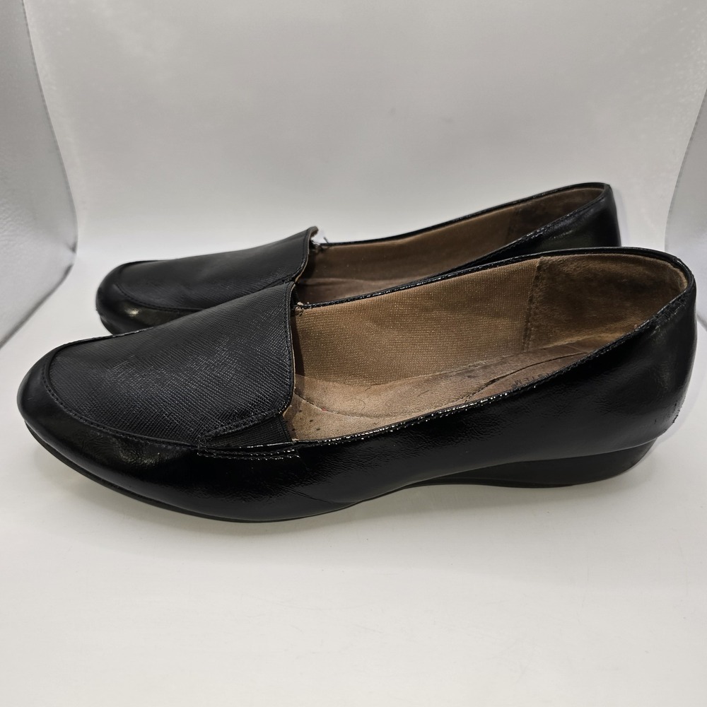 Life Stride Dara Women's 9W Black Patent Loafer Flats Soft System Comfort Shoes